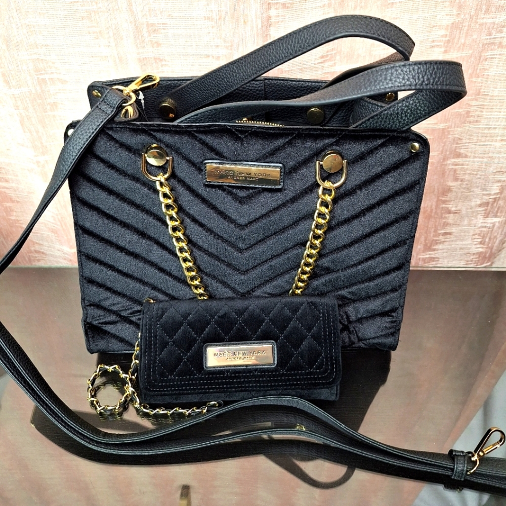 NWOT Black Andrew Marc New York Purse and Wallet.
